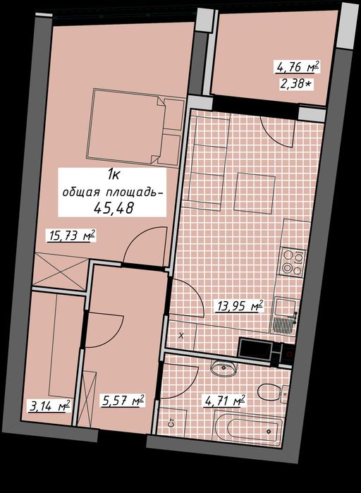 СРОЧНО ШАРА 1 комн ЖК Атмосфера! Секция сдана! 46м2