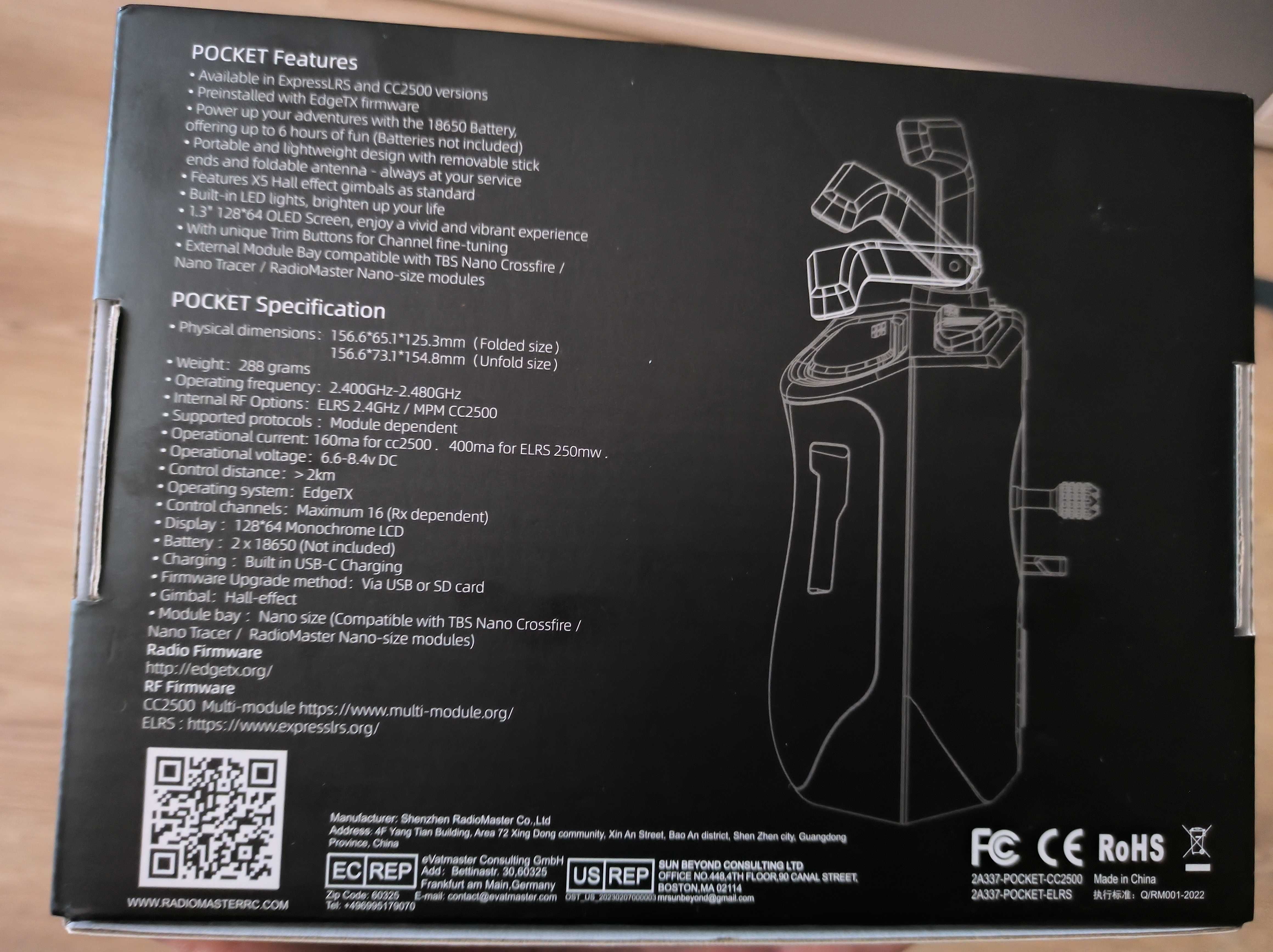 Radiomaster Pocket (2x18650 li-ion)  elrs 2.4GHz(nowy)