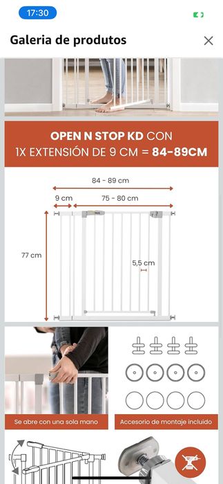 Barreira de segurança 84-89cm extensão 9cm