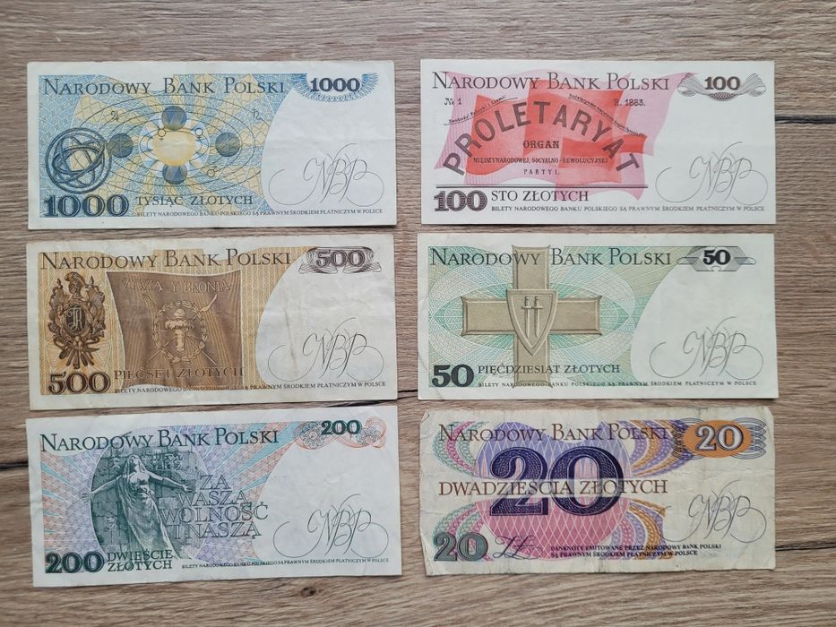 Zestaw banknotów z PRL 20-1000 zł oryginalne