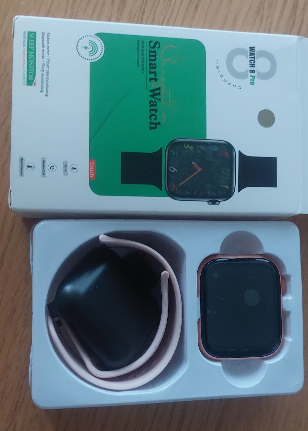 Smartwatch 8 Pro zlotorozowa koperta różowy pasek