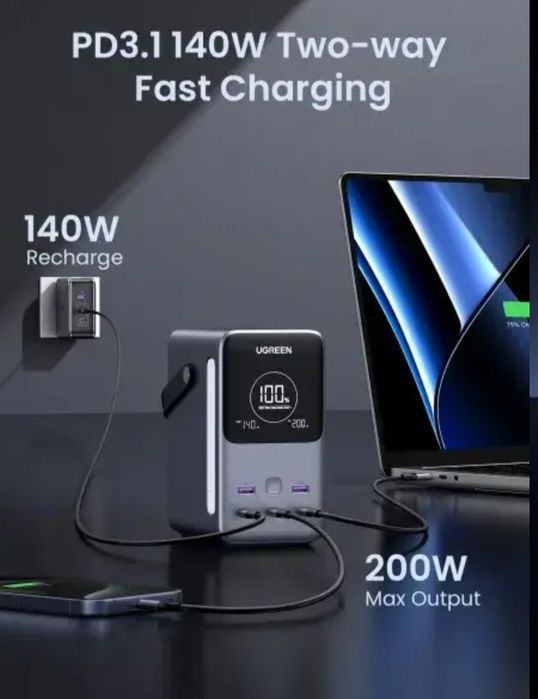 UGREEN 20000  Power Bank 130W — портативна електростанція / зарядна ст