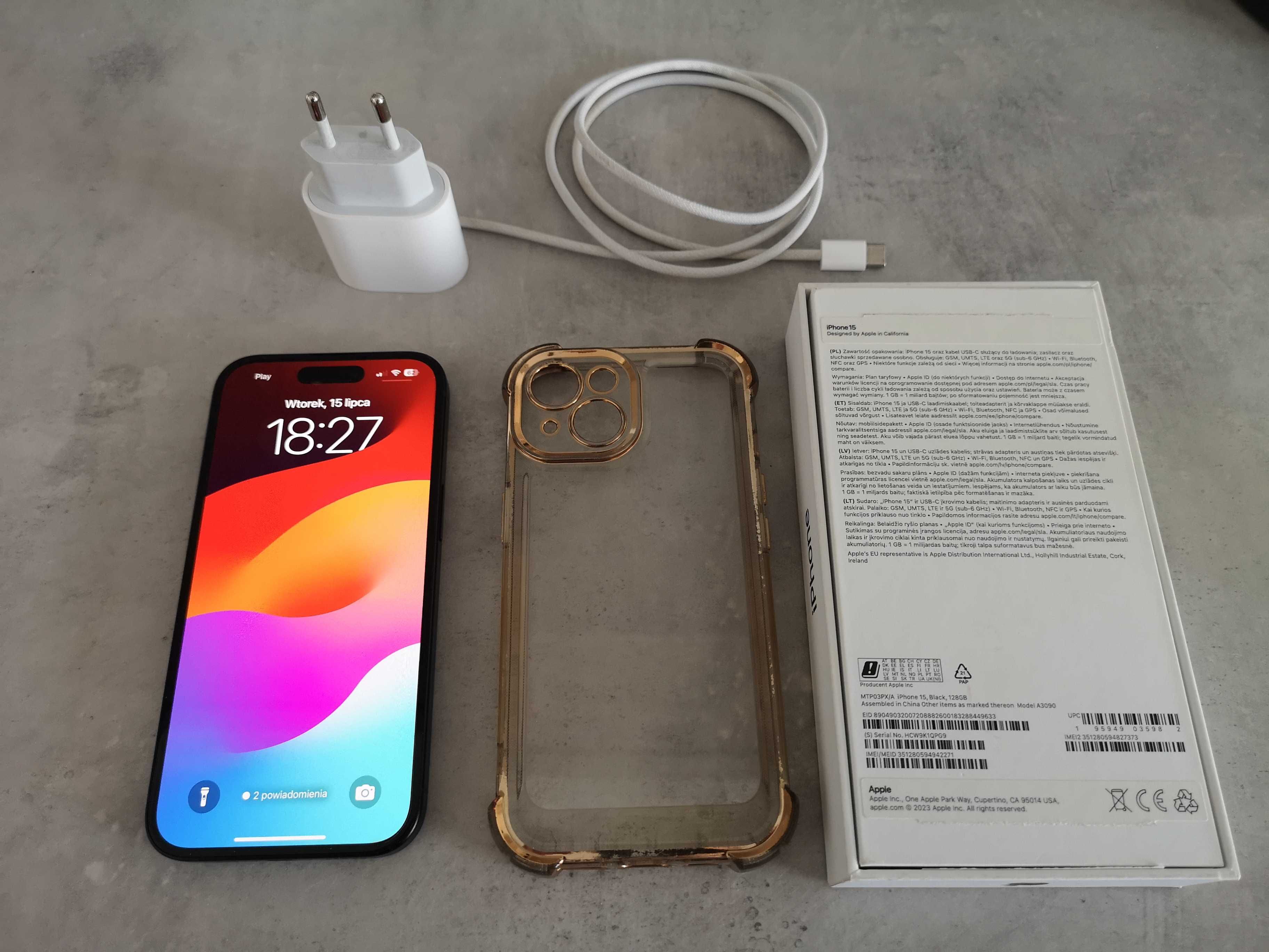 iPhone 15 256 GB 5G na gwarancji 16 mscy bateria 95% stan idealny