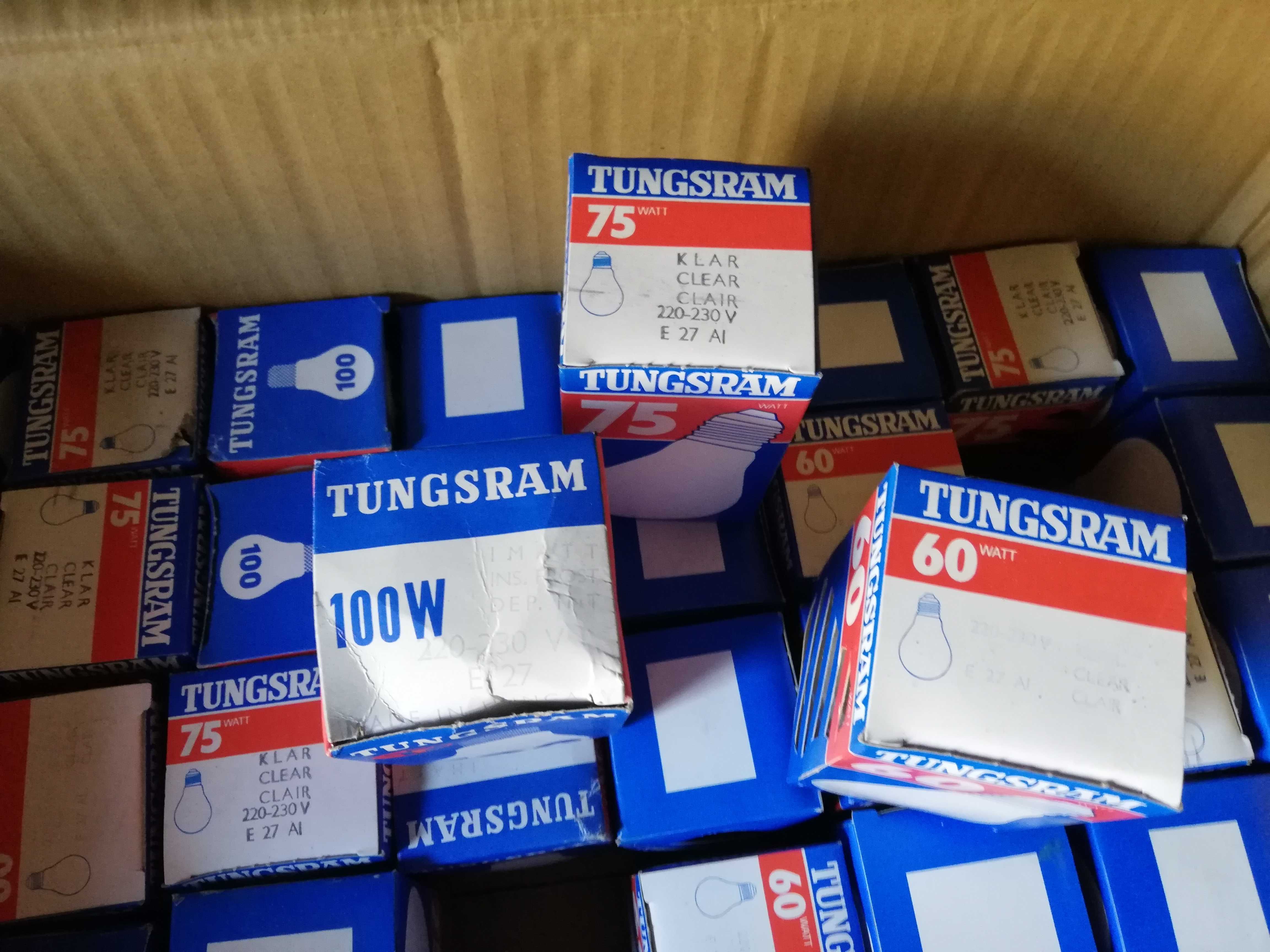 Żarówki TUNGSRAM o mocy 60, 75 i 100 Watt, gwint E27