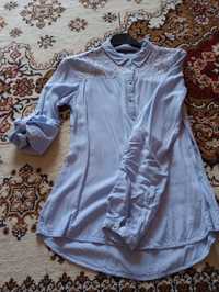 Błękitna koszula damska z koronką 36, Reserved