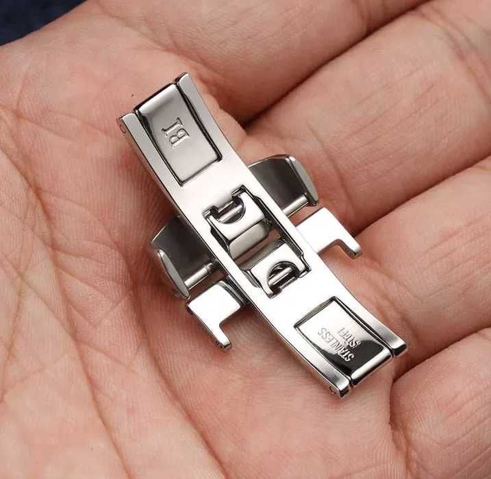 Zapięcie motylkowe 18mm do zegarka Tissot klamra różowe złoto srebrna