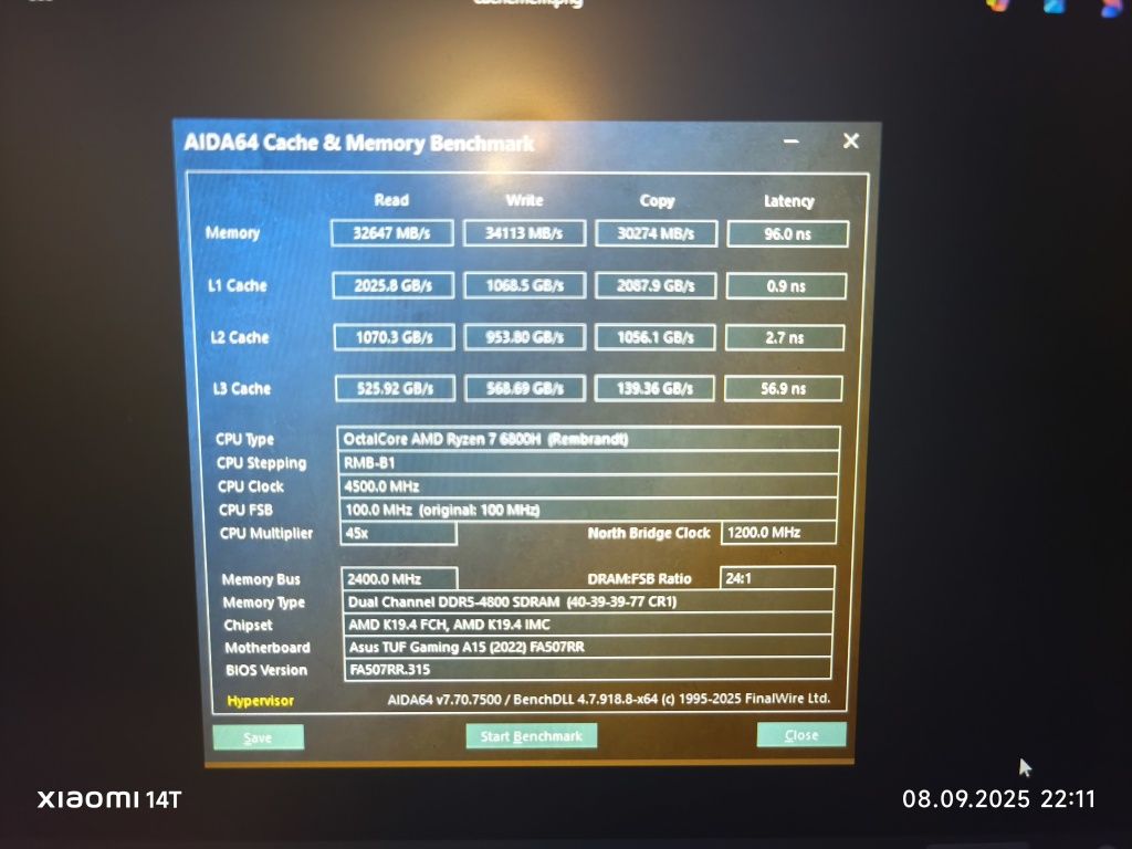 Оперативна пам'ять ОЗУ So-dimm DDR5 4800 MHz 16 Gb