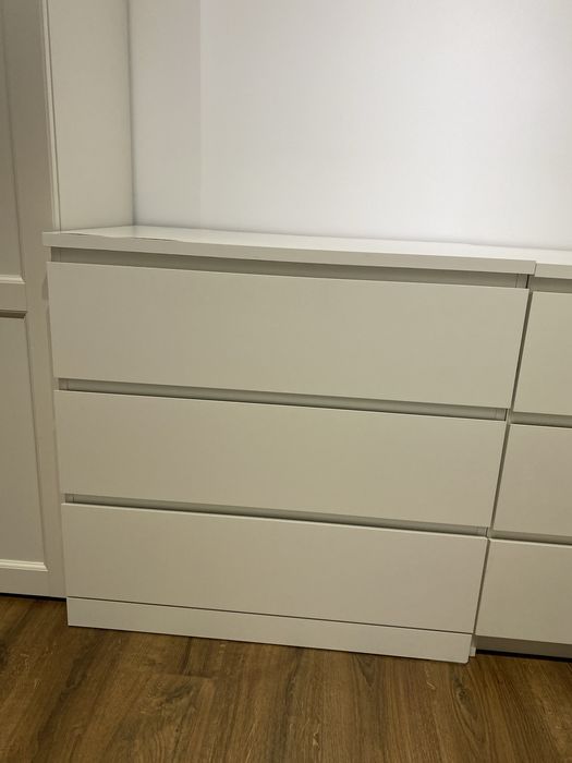 Komoda IKEA Malm biała  - 2 szt. + szklane blaty - okazja połowa ceny