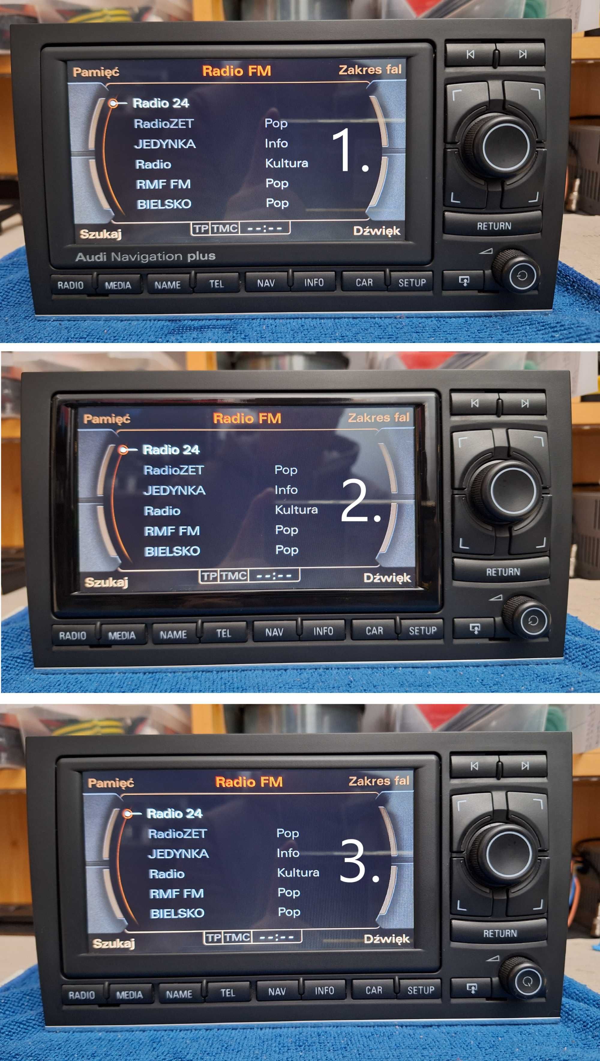 Audi A4, Seat EXEO Radio RNS-E LED MONTAŻ Kodowanie, GPS, SD, FILM, GW