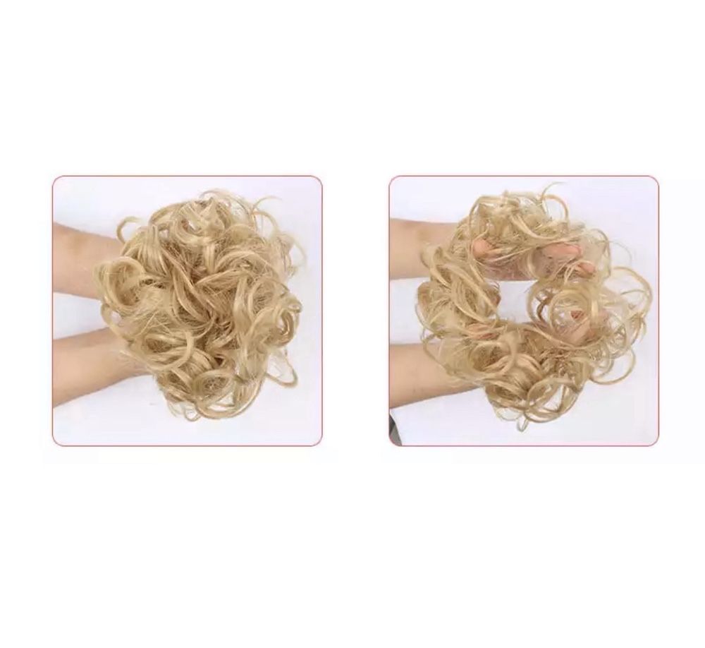 Premium Ultra włosy doczepiane, złoty blond, kok na gumce ( 359 )