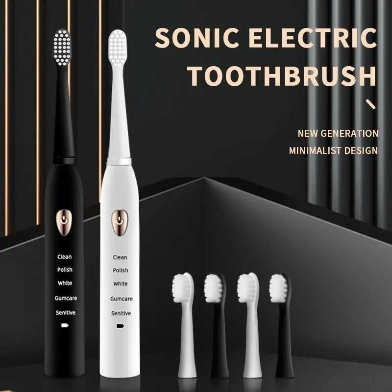 Soniczna Szczoteczka do Zębów 600mAh + 4 Główki Wygodna 5 Trybów Biała