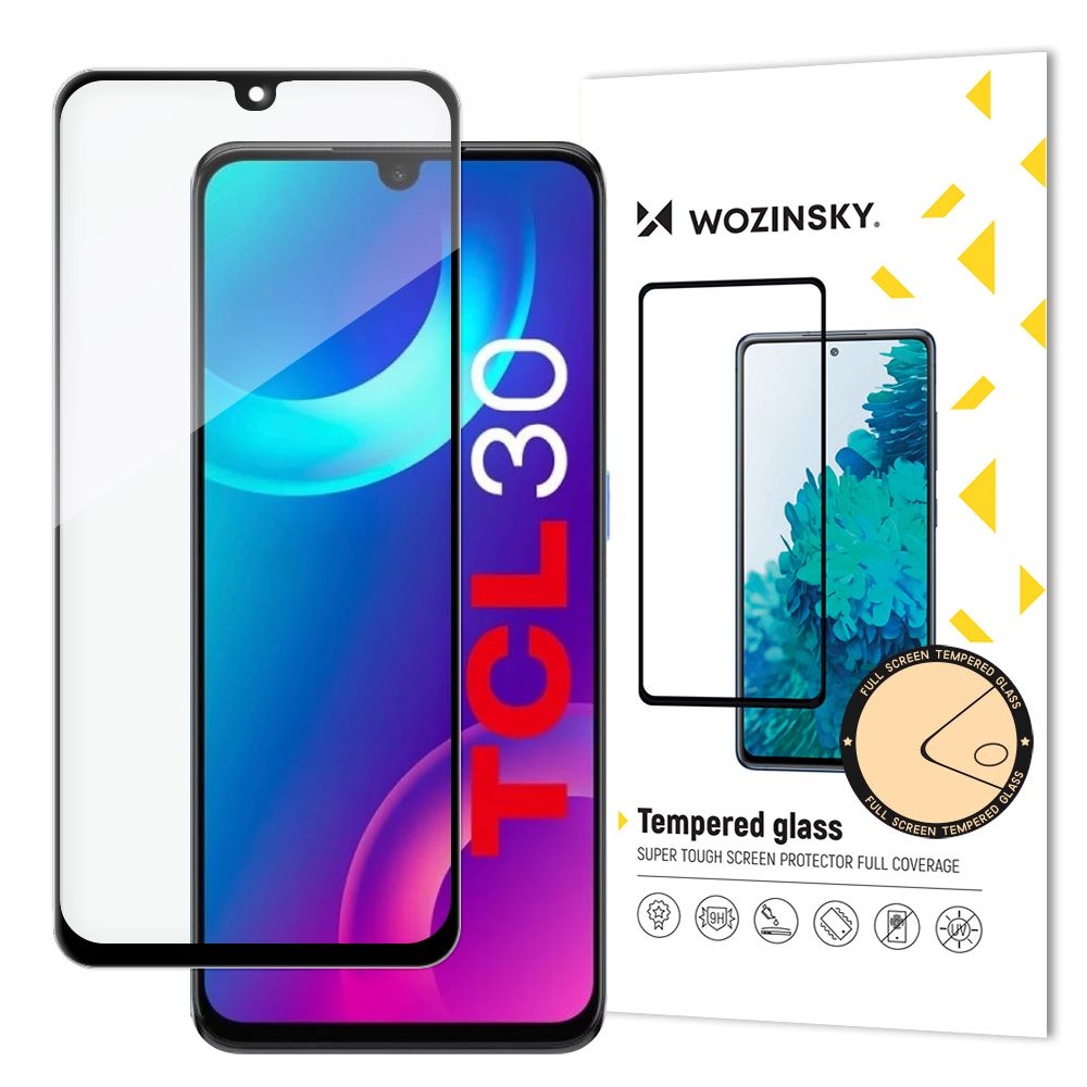 Wytrzymałe szkło hartowane 9H na cały ekran TCL 30 z ramką Case