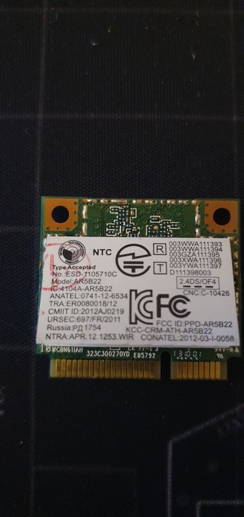 Wi-fi + BT модуль HalfSize Mini PC Qualcomm Atheros AR5B22 802.11 b, g