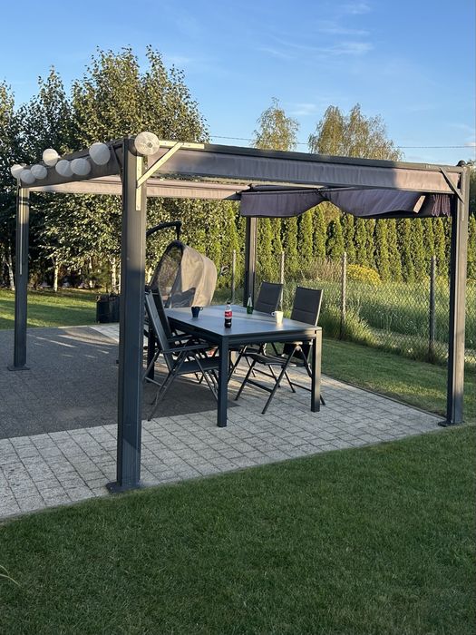 Pergola Pantheon Cortina 3x4 m szara, zmocniona + oswietlenie LED