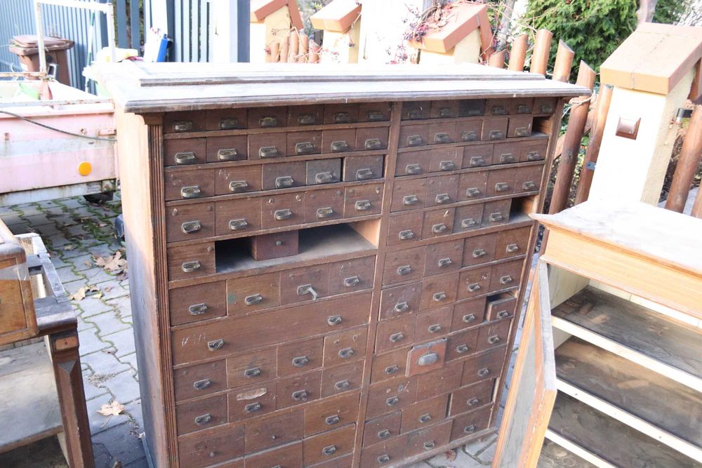 Meble sklepowe, lata 20-te, komplet, antyk, zabytek, apteka, secesja