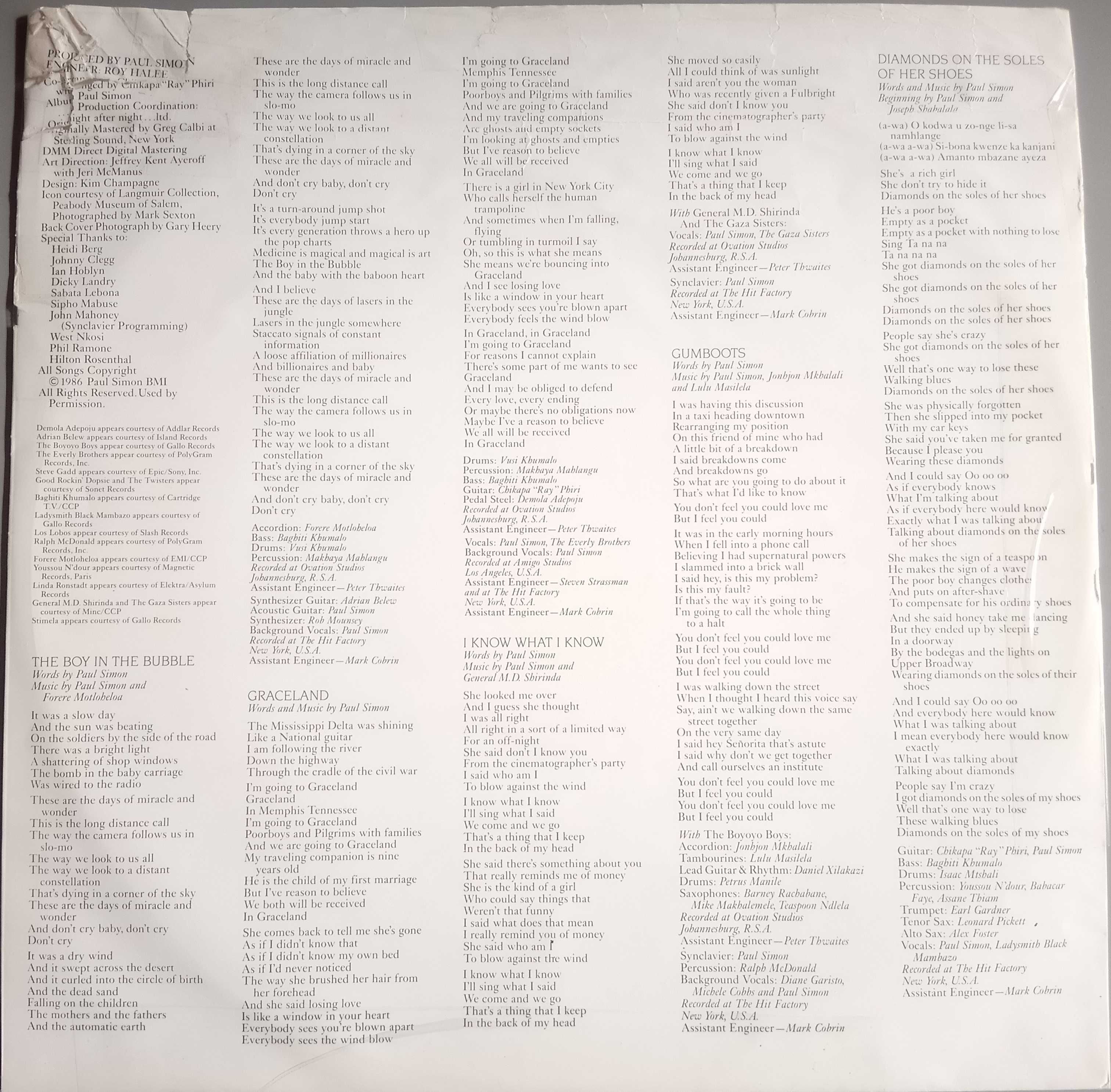 Paul Simon - - - - - Graceland - - - - - LP