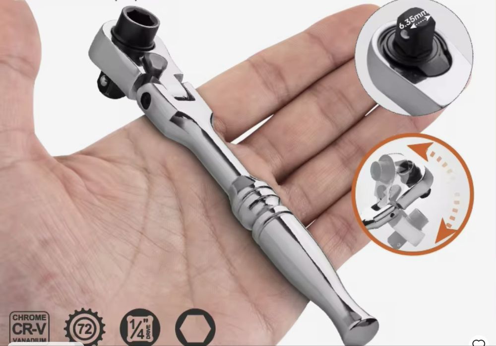 2-в-1 Міні-ключ із тріскачкою Ручка з рухомою головкою Двосторонній