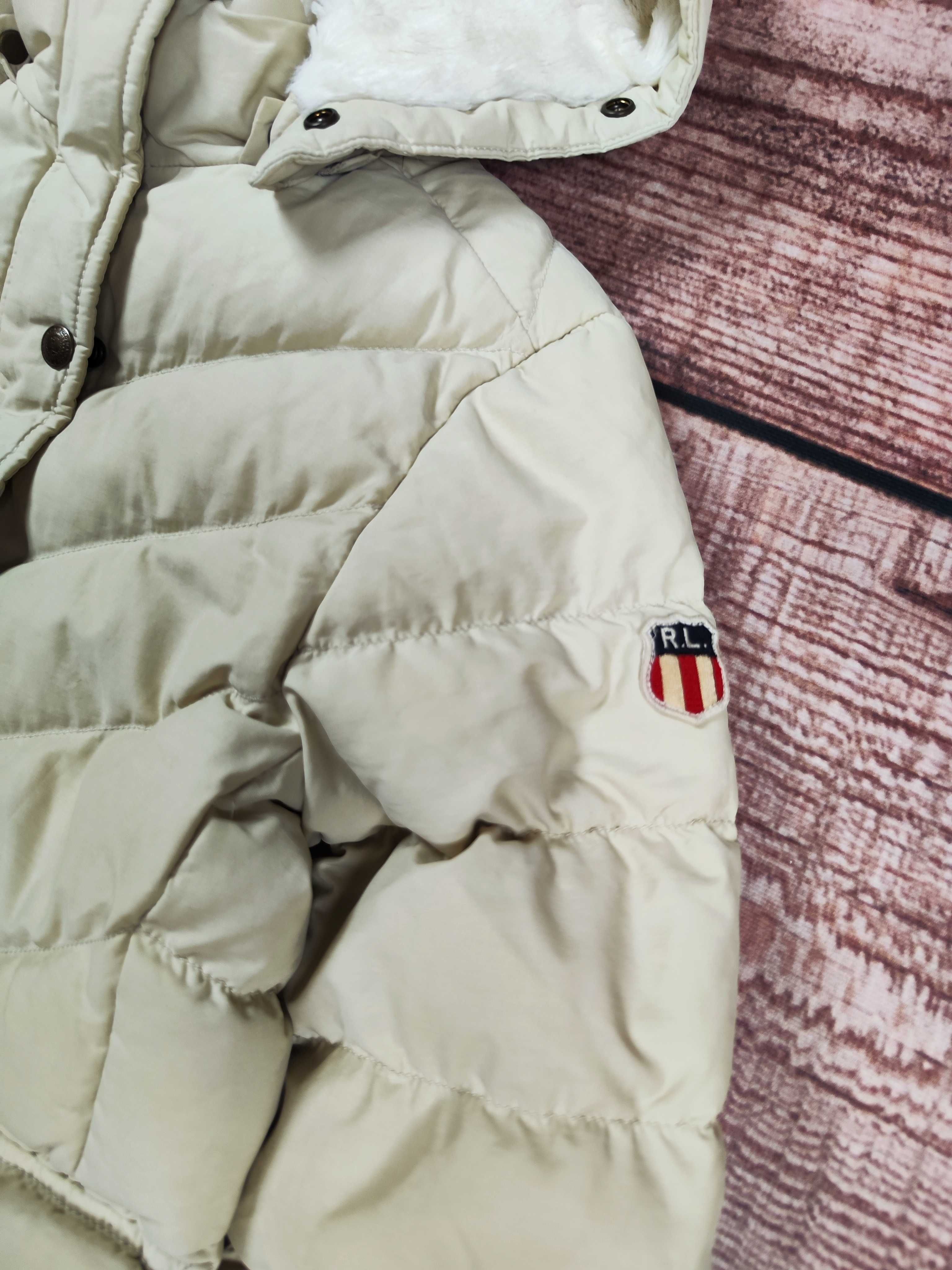 Kurtka puchowa Ralph Lauren Polo Jeans zimowa damska beżowa kremowa S