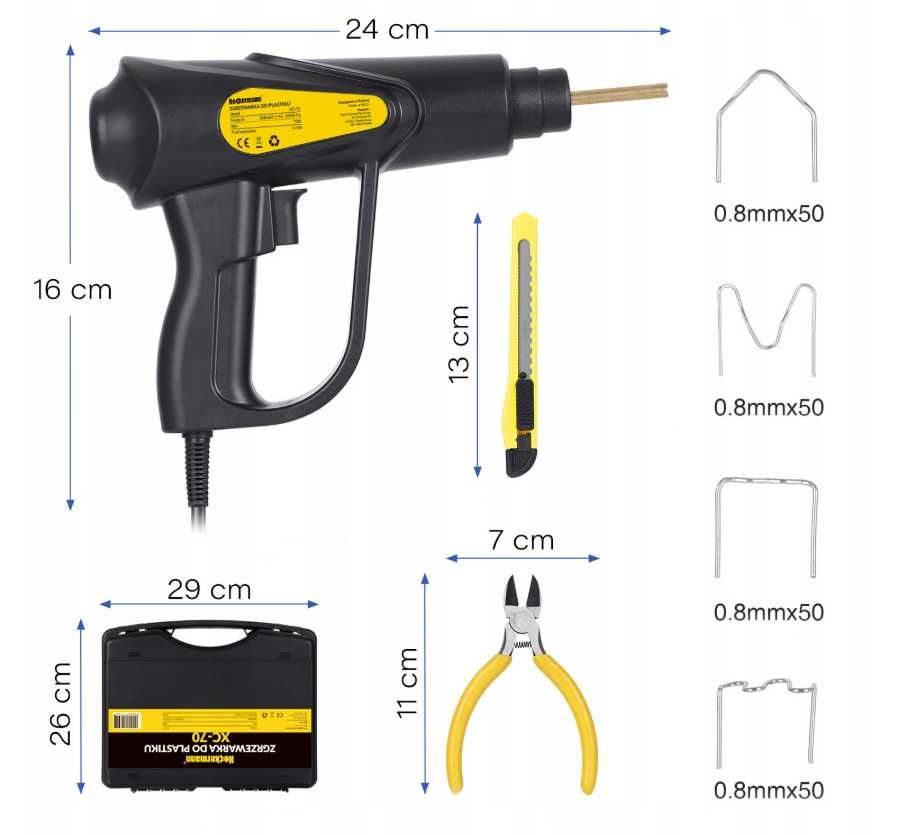 Spawarka do napraw plastiku 70W + 200SZT zszywek zgrzewarka lutownica