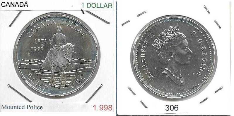 Canadá - - 1 Dollar - 1998 - - Real Polícia Montada - - Moeda de Prata