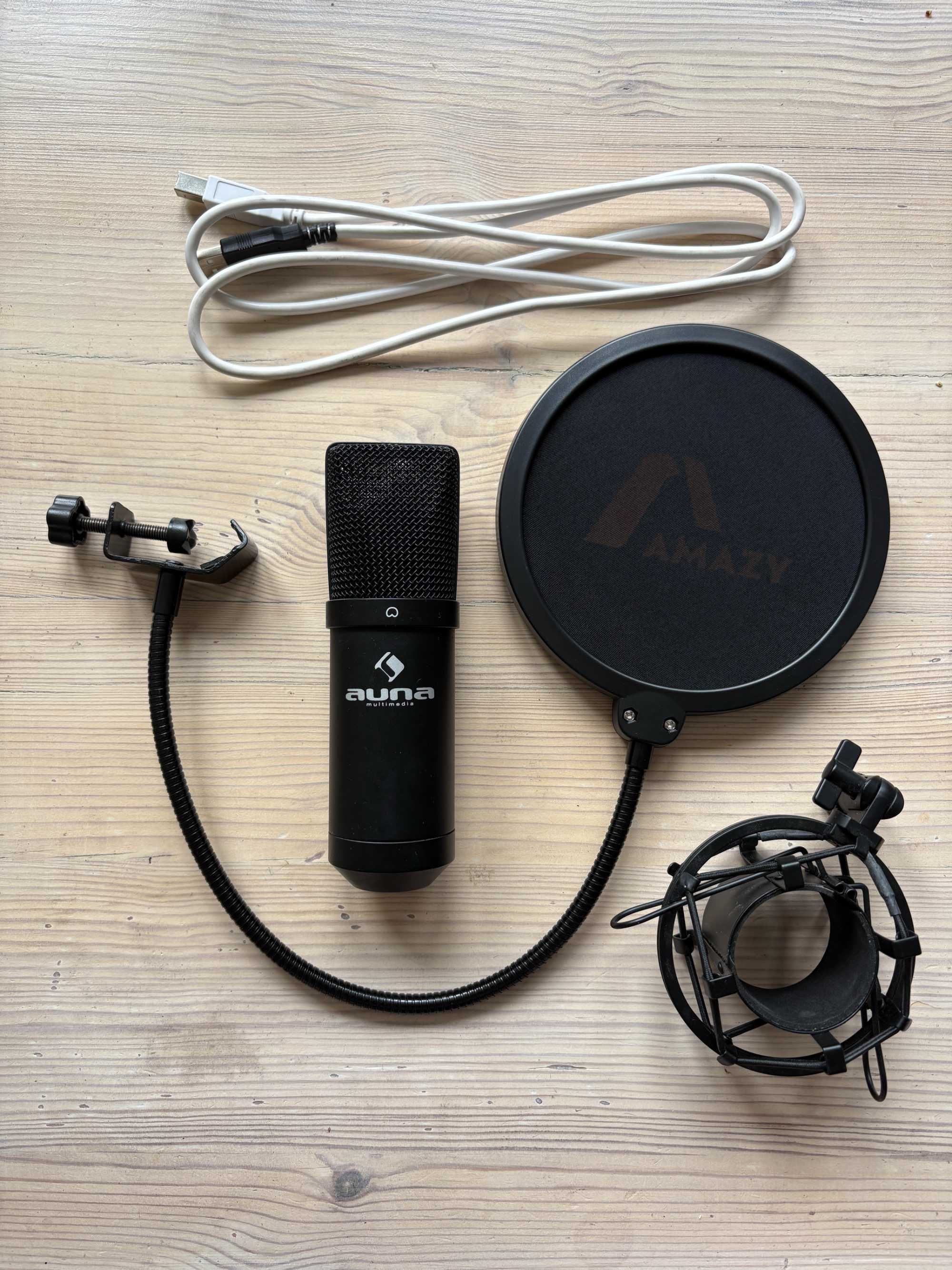 Mikrofon Auna Multimedia USB- do domowego studia - cały zestaw