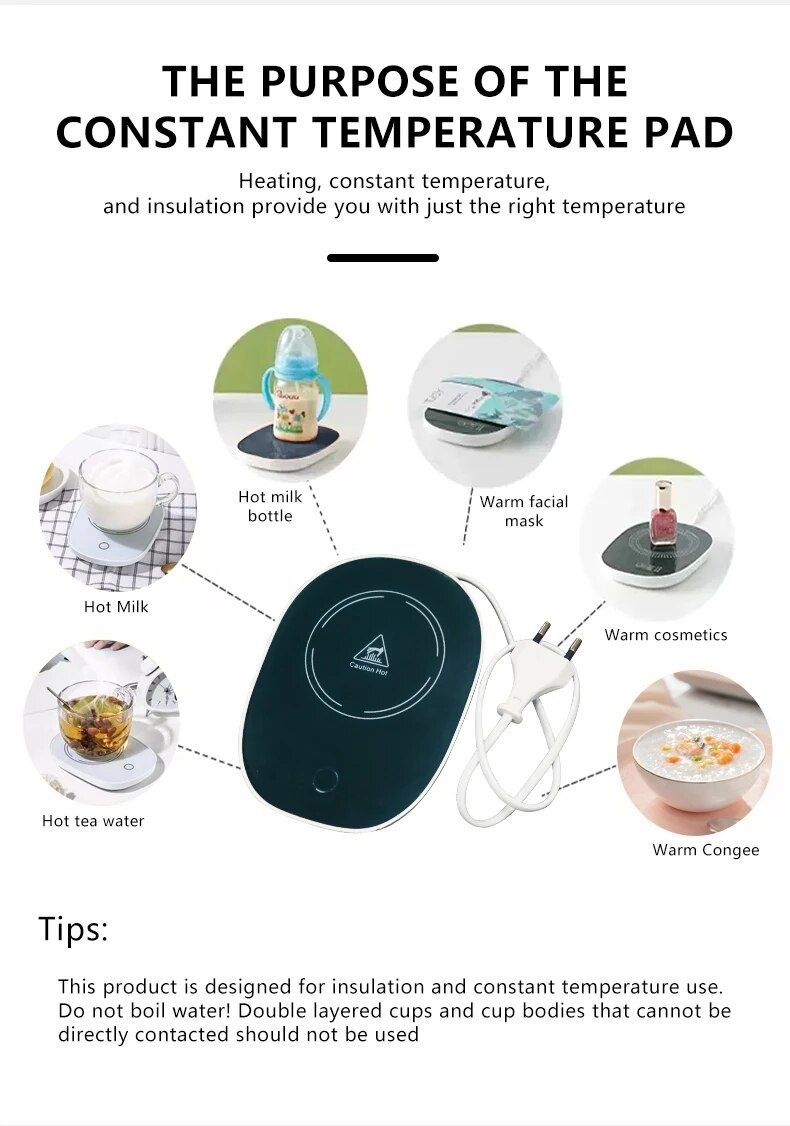 Inteligentne termostatyczne podstawki grzewcze, kawa mleczna, gorąca w