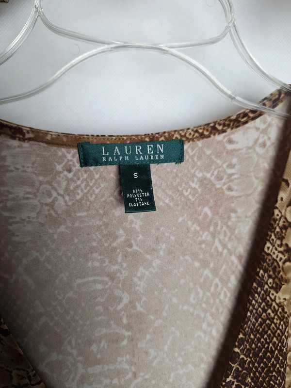Sukienka Ralph Lauren 36 8 S print wzór skóra węża dekolt V kopertowy