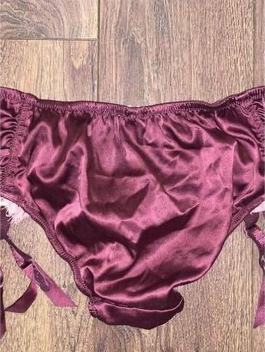 Стильные бордовые марсала с розовым трусики victorias secret s/m