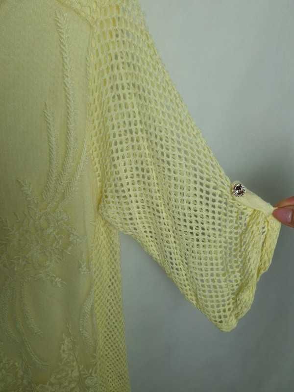 Delikatna włoska bawełniana bluzka letnia boho z haftem 40 12 L