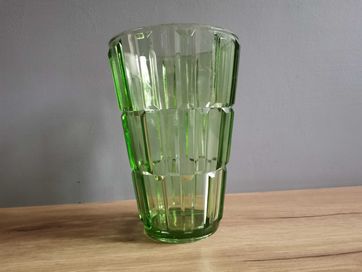 Stary zielony wazon, zielone szkło w stylu Art Deco