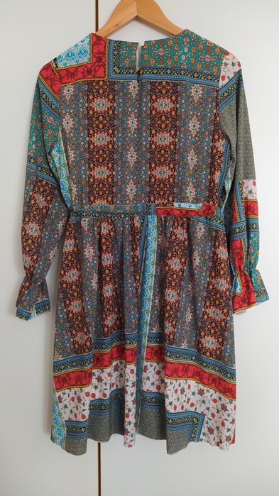 Sukienka boho z wzorem patchwork