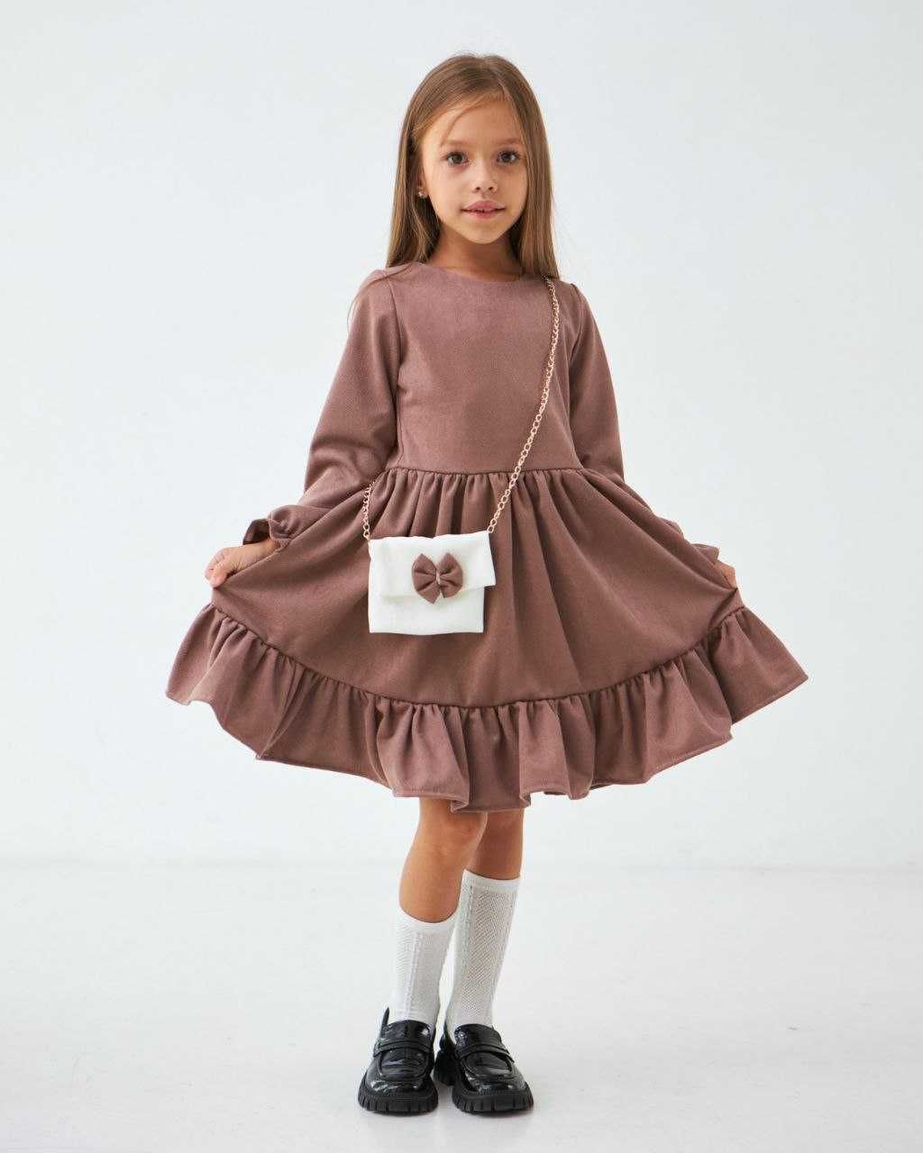 Стильна сукня плаття на дівчинку 98-128 см 3-8 років Замш