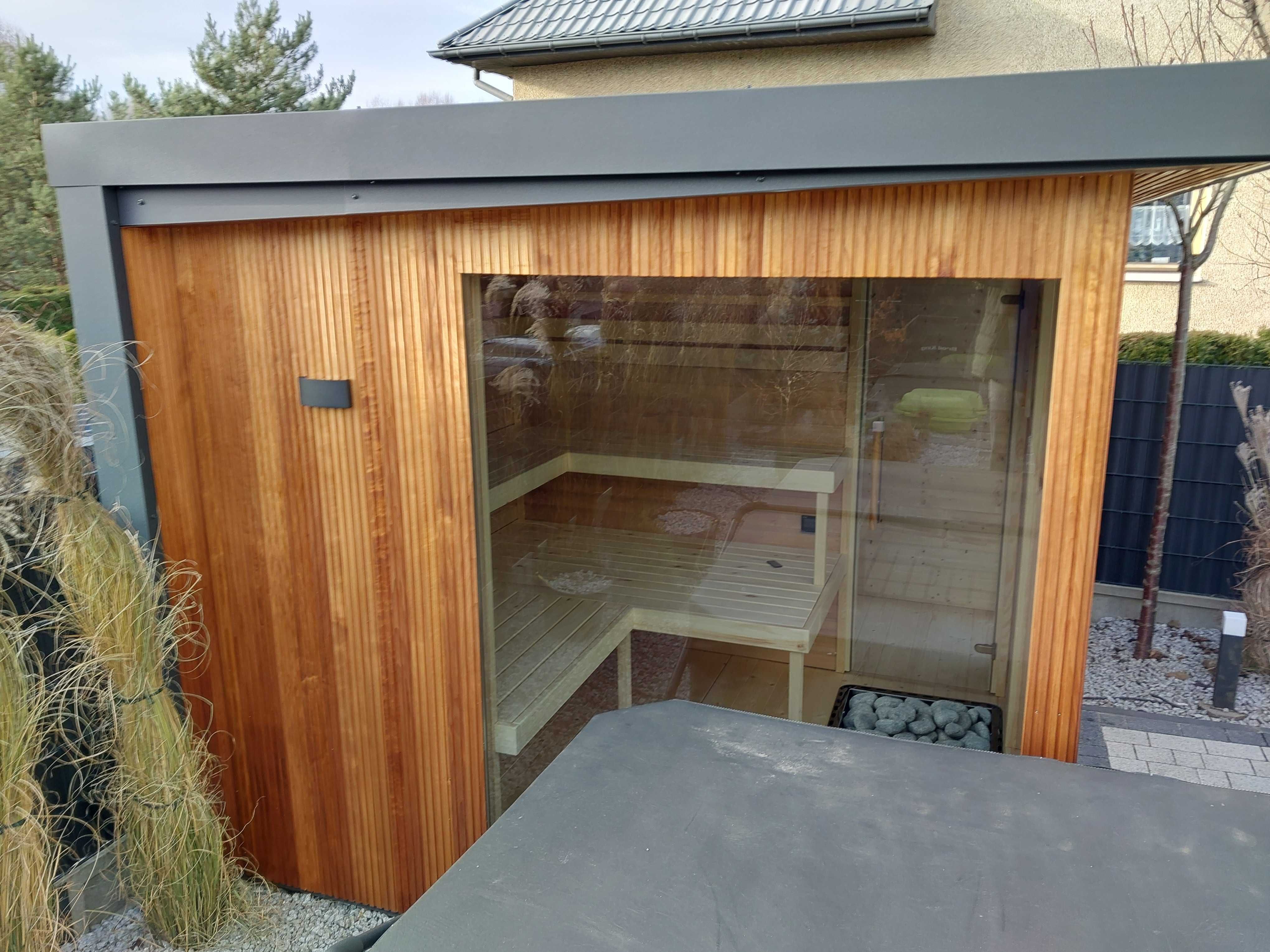 Sauna Nowoczesna Zewnętrzna Thermo z przedsionkiem