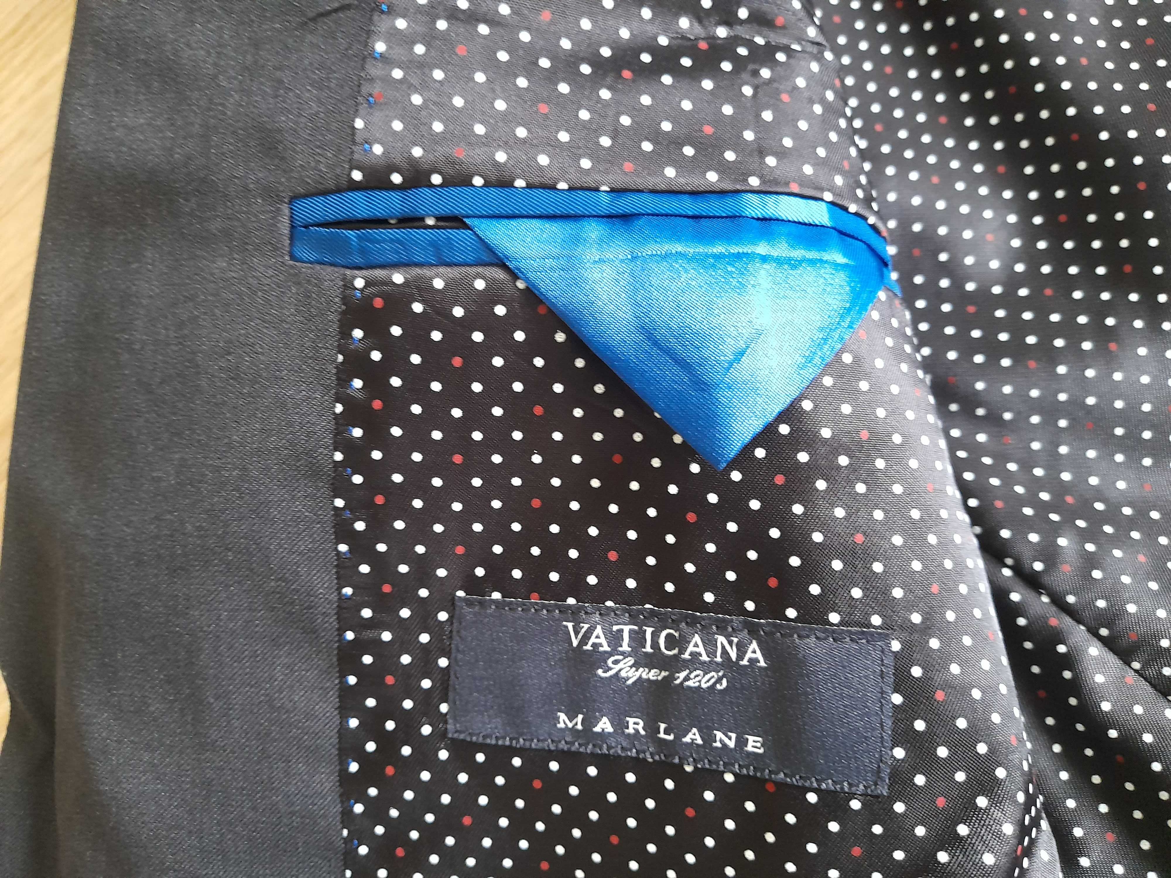 Grafitowy Garnitur Vistula Wełna Super 120's roz 182/104/90 L Slim