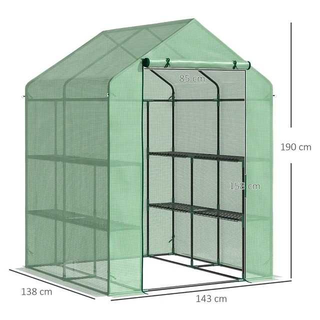 Estufa para Plantas com Prateleiras 143x138x190cm