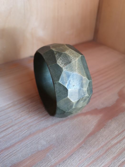 Drewniana bransoletka vintage butelkowa zieleń