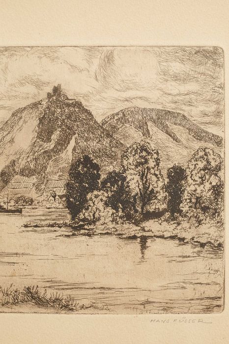 stara grafika akwaforta sygnowana Hans Fuesser