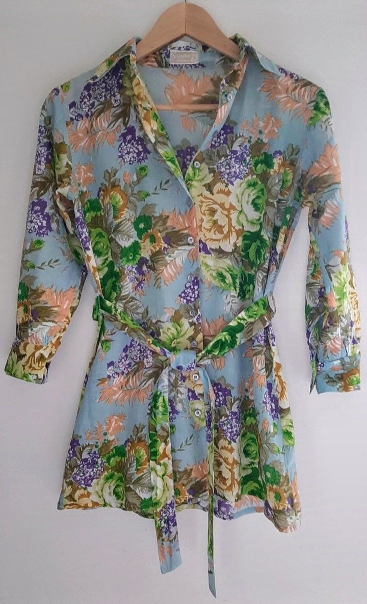 Túnica/Vestido camiseiro,, estampada, com cinto., Tam. S,  Lanidor