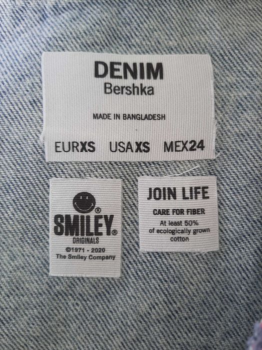 Komplet jeansowy Bershka Smile: kurtka XS i spodnie 32