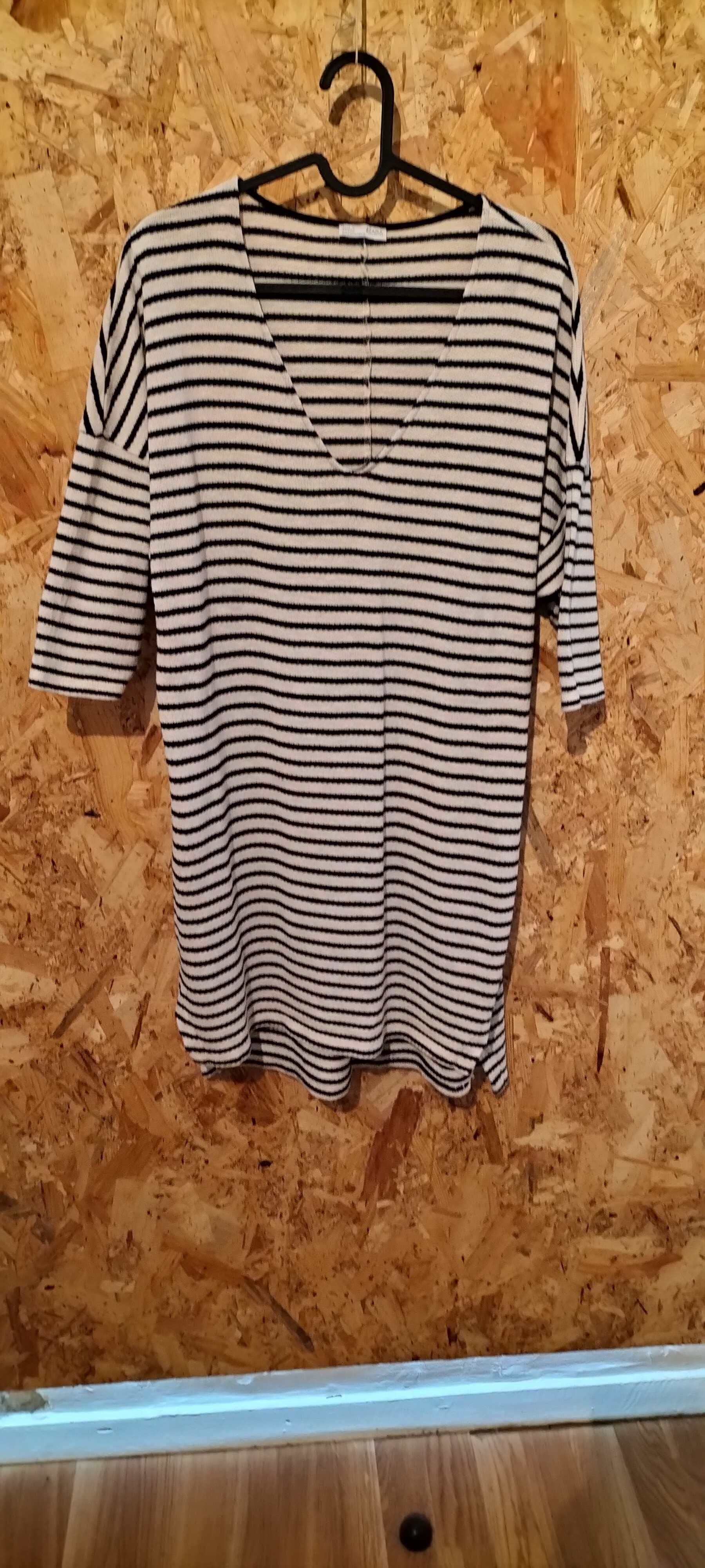 Vestido de riscas com manga 3/4 da zara