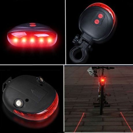 Задний вело габарит 5 LED с лазером на велосипед моргалка фонарь стоп