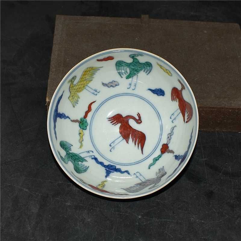 Tigela com padrão de grou Chenghua Doucai da Dinastia Ming