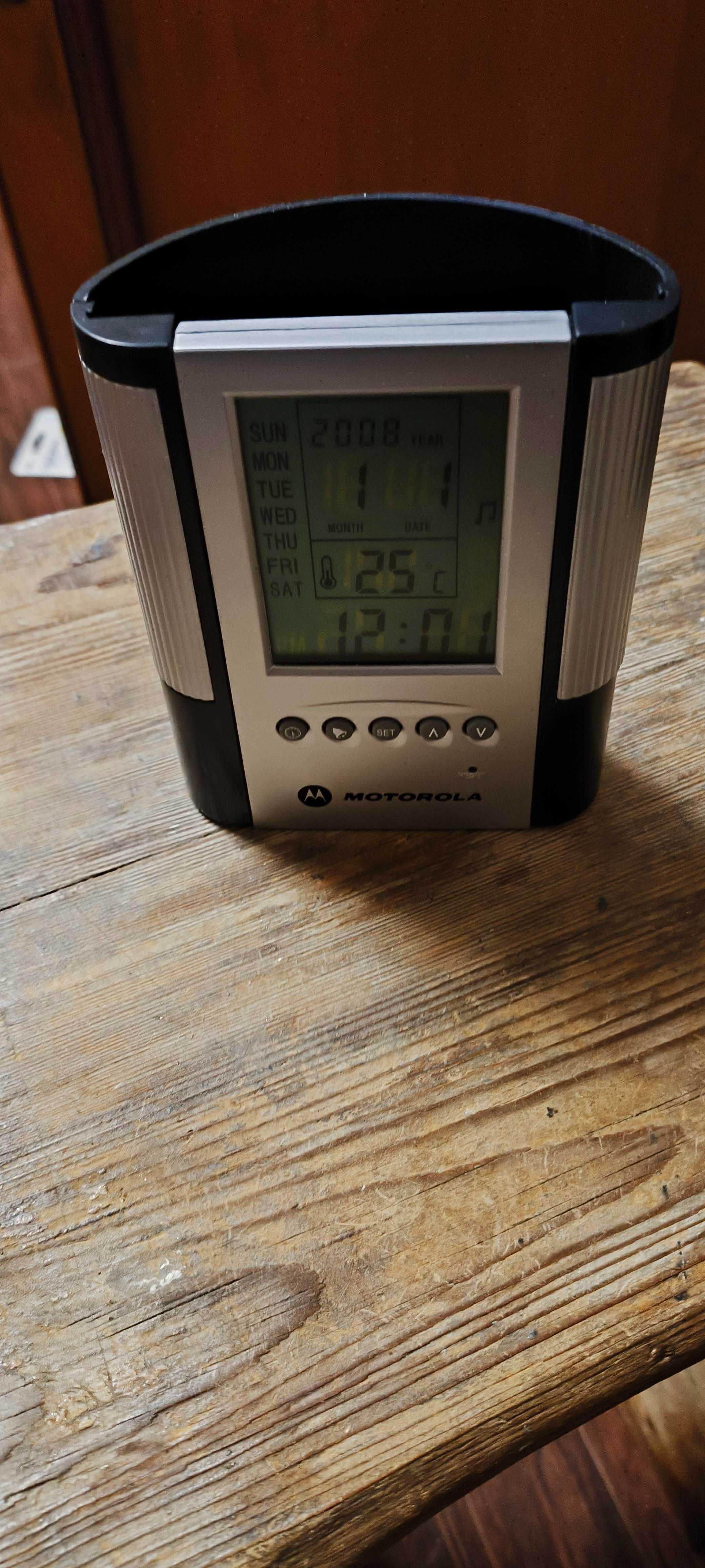 Motorola przybornik na biurko pojemnik z zegarem i termometrem