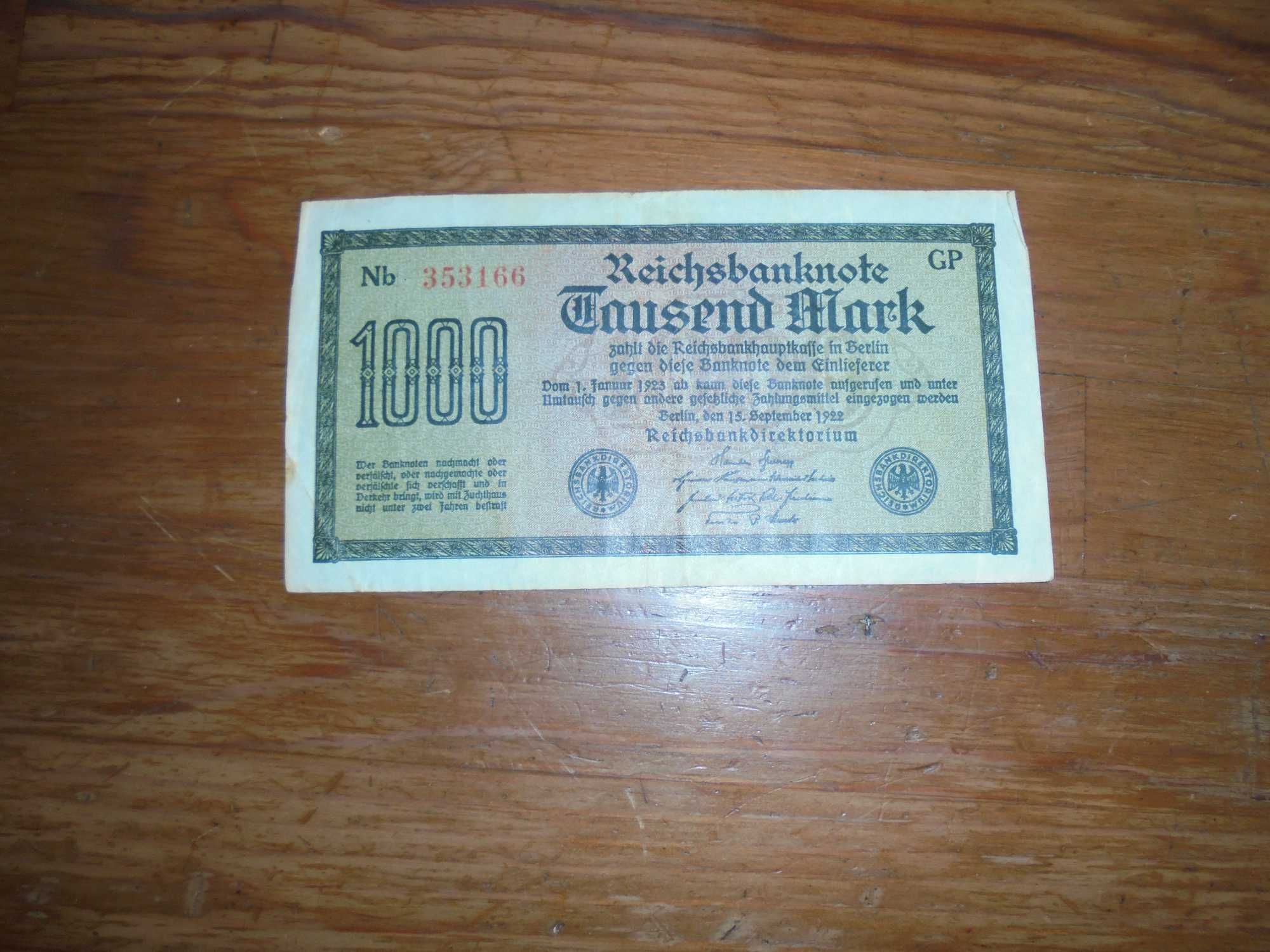Banknot Niemiecki 1000 marek 1922r [b544]