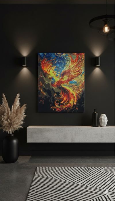 Картина Фенікс жар птиця холст акрил енергія дух сила вогонь феникс