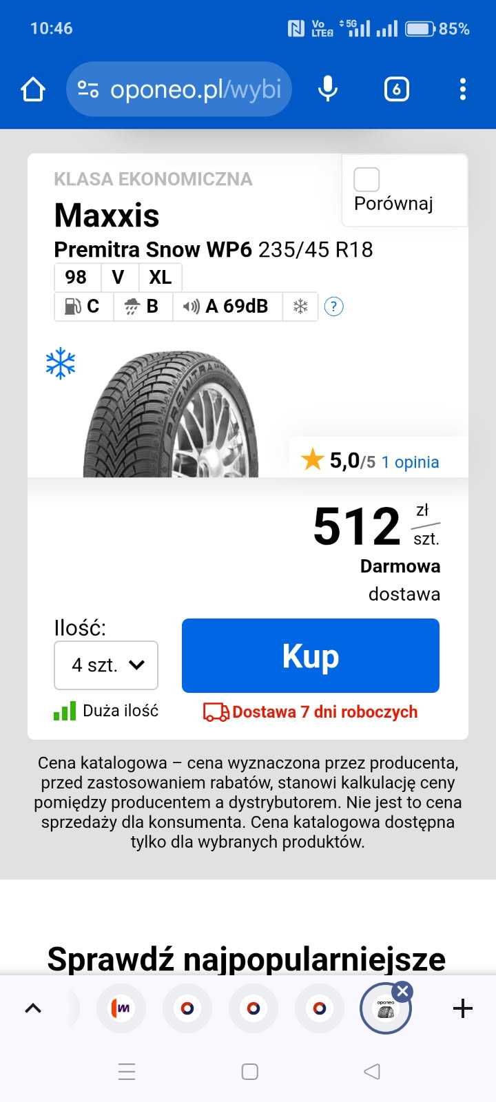 Komplet opon zimowych Maxxis Premitra Snow 235.45.18 JAK NOWE, OKAZJA