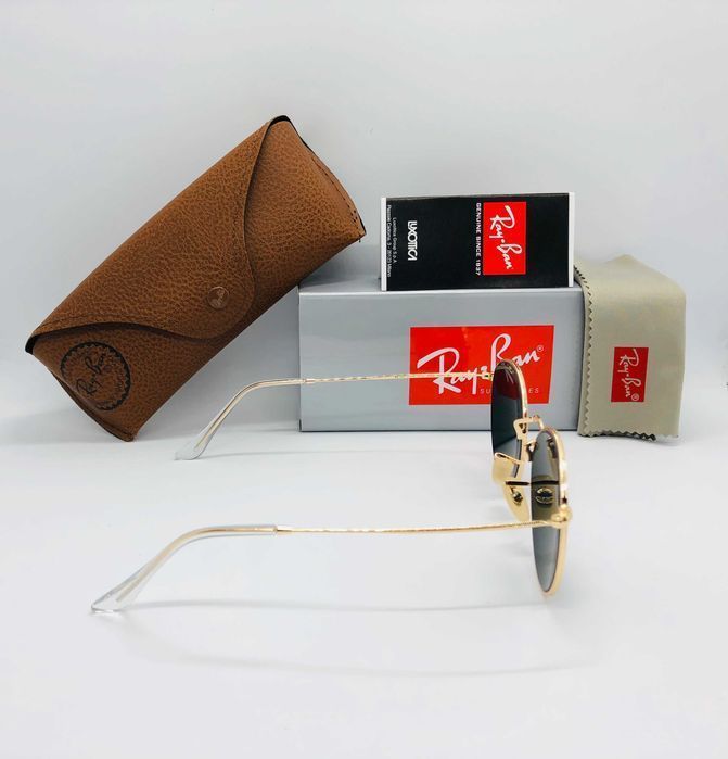 Солнцезащитные круглые очки Ray Ban Round Metal 3447 Gold 54мм стекло