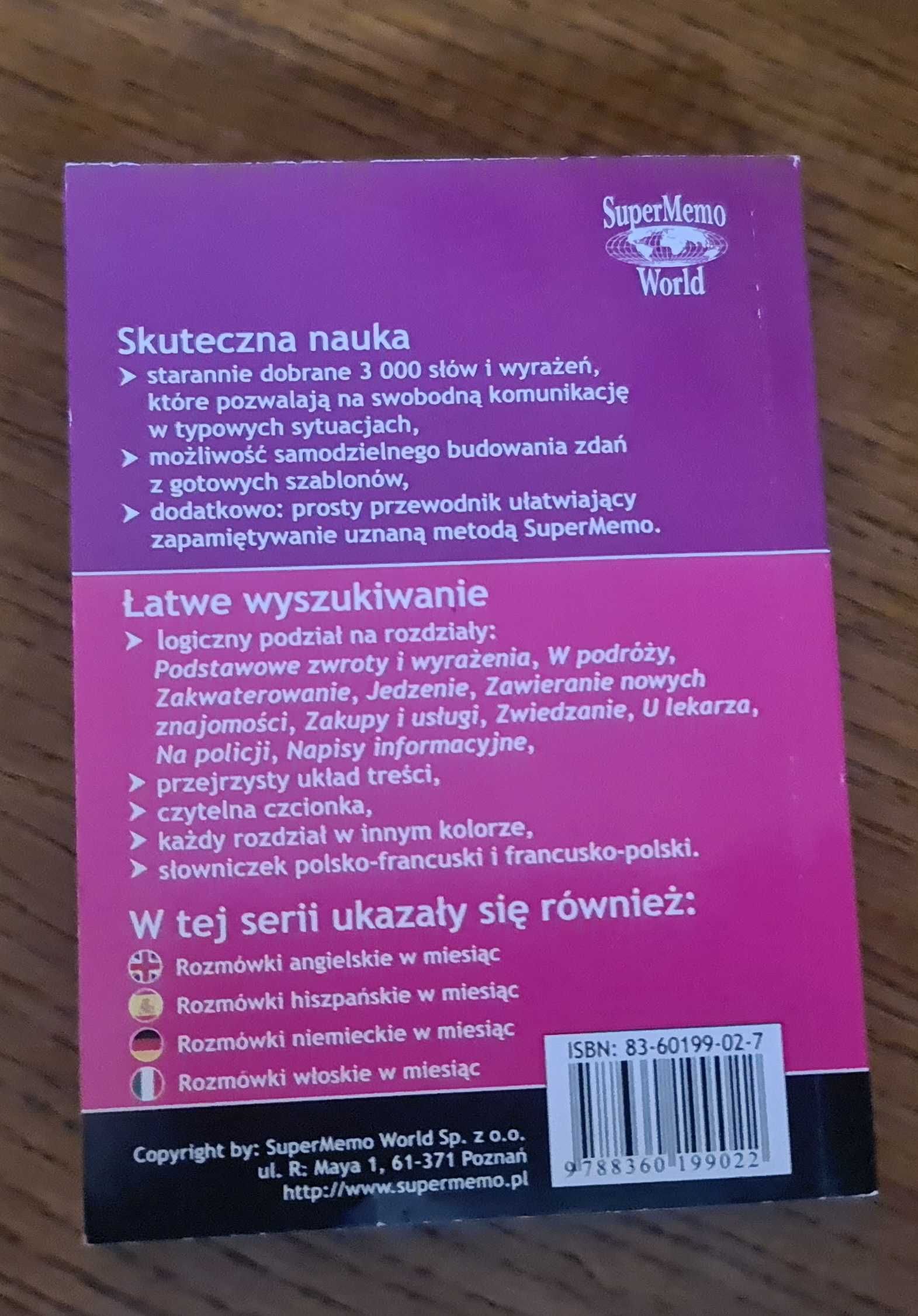 Rozmówki francuskie w miesiąc Super Memo wersja kieszonkowa