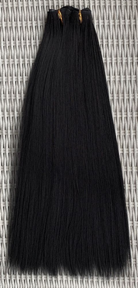 Włosy doczepiane 56cm, długie i gęste, czarny, clip in ( 150 )