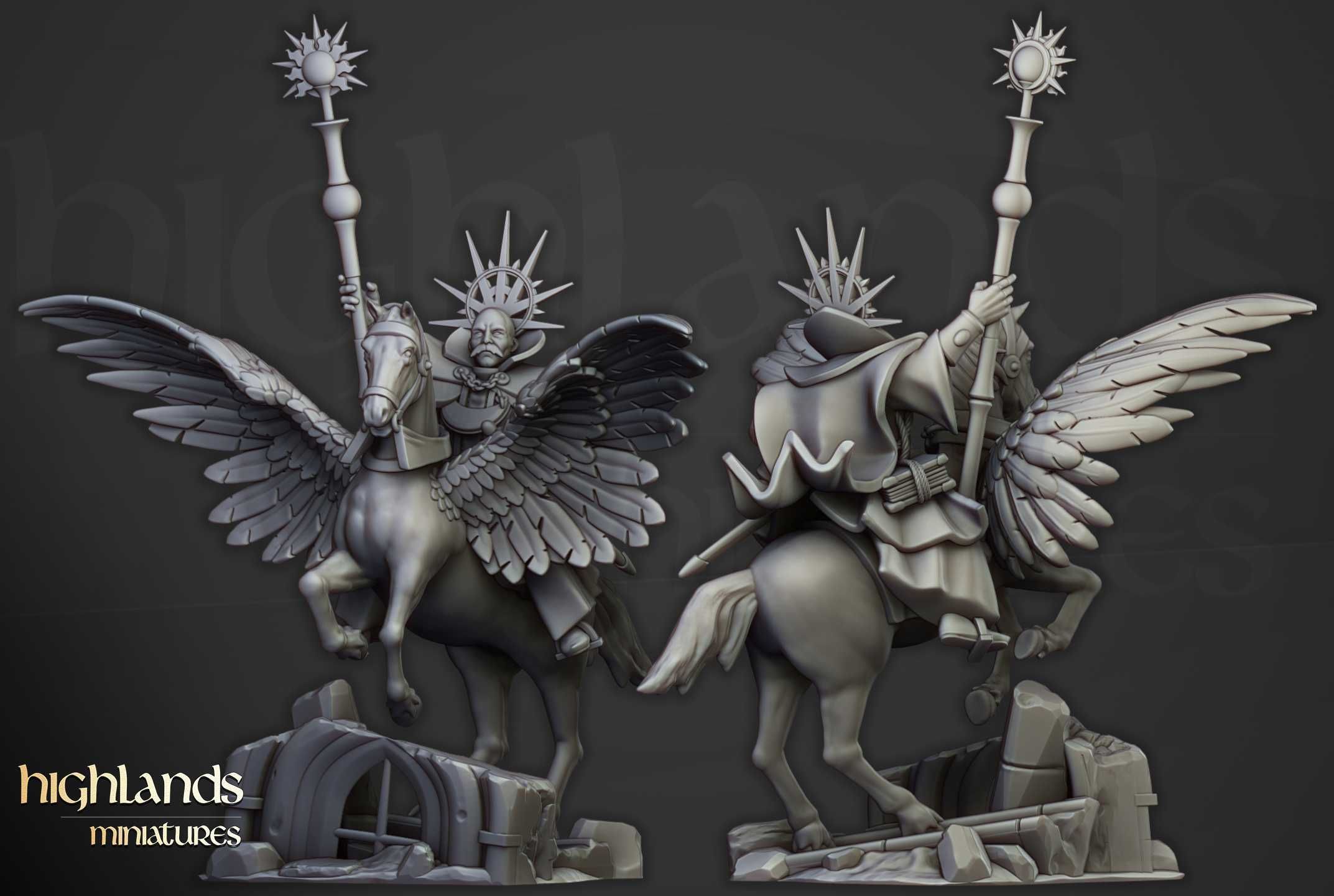 High Mage of Sunland on Pegasus - WFB ToW AoS - Highland Miniatures x1